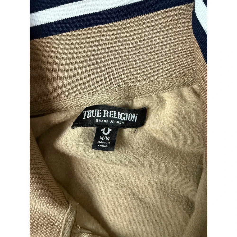 True Religion‎ Velour Tour Track Men's Size Medium Travertine Beige Full Zip